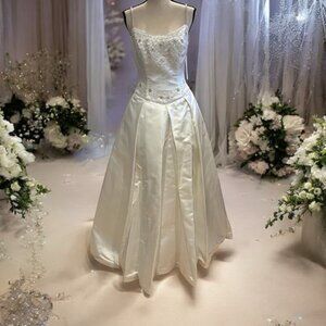 Demetrios Ivory Embellished Satin Mikado Wedding Gown